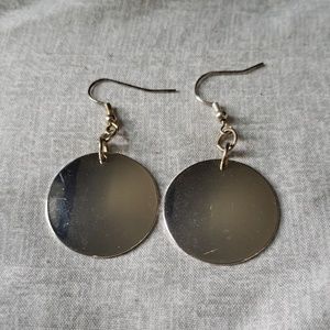 Silver Mirror Disc Earrings